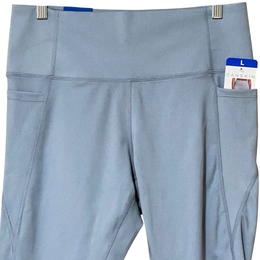 Danskin Womens Brushed Leggings Large Nebula Blue High Rise Side Pocket Yoga NWT - Picture 6 of 8